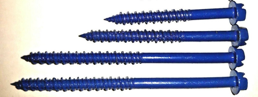 Concrete Masonry HEX Head 1/4x 1-1/4″ to 6″ Anchor Screw, Blue,Tapcon, Bulk
