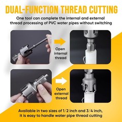 2Pcs Integrated Internal & External Pipe Threading Tool 1/2”&3/4” Water Pipe