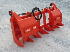 60″ Dual Tine Root Rake Clam Grapple Attachment Fits Universal Quick Attach