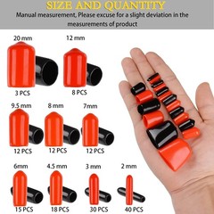 300 Pieces Rubber End Caps, Vinyl End Caps Black and Red Screw Bolt Screw Rubber