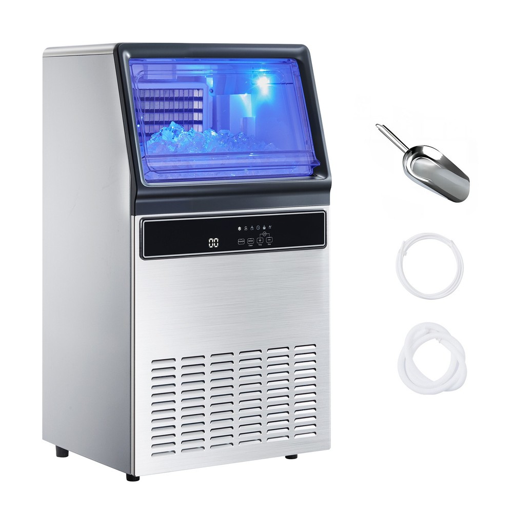 Uimoso 130Lbs Commercial Ice Maker Bar Restaurant Ice Cube Machine 33Lb Storage