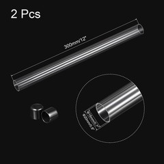 2pcs Storage Tube with Cap Lid Round Hollow Water Tube 300mm/12inch