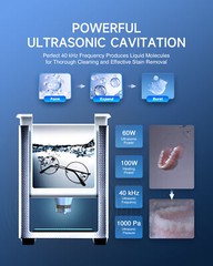 CREWORKS 2L Digital Ultrasonic Cleaner w 1-30 min Timer 100W Heater LED Display