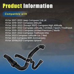 For Jeep Compass 2017-2022 New Lower Radiator Coolant Hose 68249896AC 68380330AB