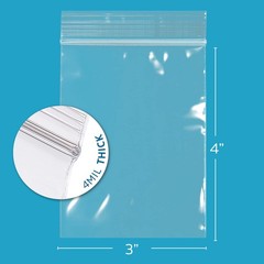 GPI – 3″ X 4″ Clear Plastic Zip Bags, 1000 Count, Heavy-Duty 4 Mil Thick Dura…