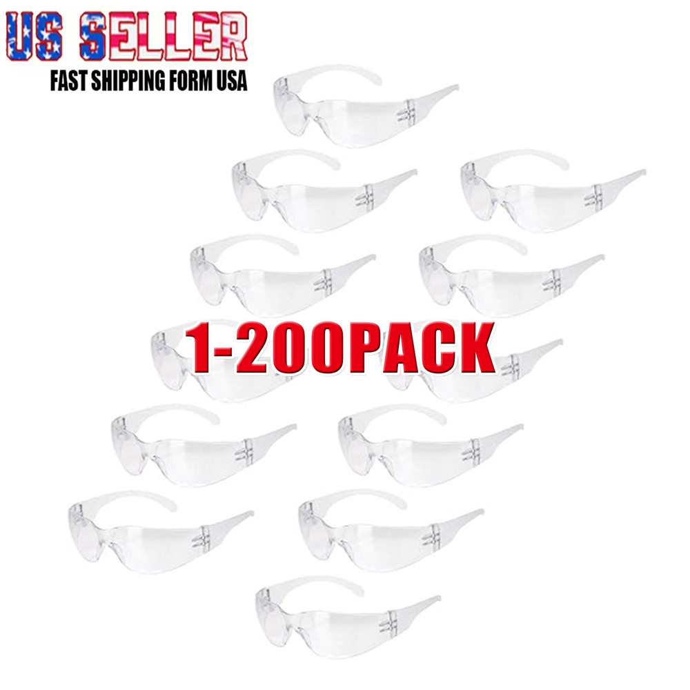 1-200 PAIR PACK Protective Safety Glasses Clear Lens Work UV ANSI Z87 Lot of 12