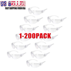 1-200 PAIR PACK Protective Safety Glasses Clear Lens Work UV ANSI Z87 Lot of 12