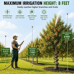 High-Flow Tree Irrigation System, 15FT 12mm Hose & 2Pcs 6.5FT Adjustable Nozz…