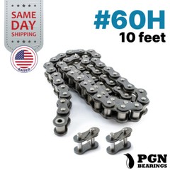 #60H Heavy Duty Roller Chain x 10 feet + 2 Connecting Links + Same Day Shipping