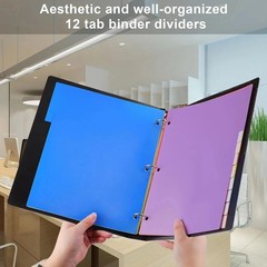 12 Tab Dividers for 3 Ring Binder,24 Pcs Multicolor 3 Ring Binder Dividers