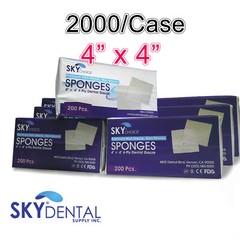 2000/Case 4 Ply Dental 4×4 Non Woven NS Cotton Gauze Sponge HIGH QUALITY