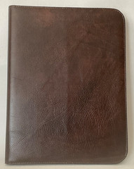 SMOOTH CHOCOLATE COWHIDE LEATHER ZIPPER PORTFOLIO