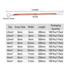 100x Battery Lead Earth Strap Leng 200/250/300mm Flexible Cable Tin Copper Braid