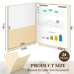 24 PCS Large Classification Folders Pocket Manila Pressboard File 9.5×11 In