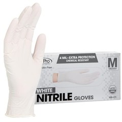 Large Pack of 100 White Nitrile Gloves Disposable Latex Free Food Safe 4 mil