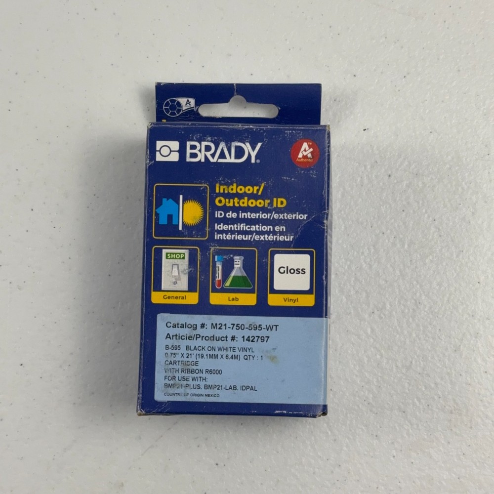 Brady Original White Label Tape Cartridge Vinyl 3/4″ x 21′ BMP21 Plus Lab M21
