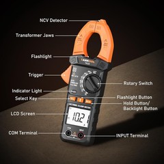 Digital Clamp Meter True RMS 4000 Count Auto Ranging NCV Multimeter Backlight