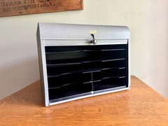 Vintage Brumberger Roll-Top Metal File Cabinet ~ Metal Roll Top Dark Room Photo