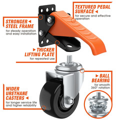 Workbench Casters Wheels Kit Retractable Casters Set of 4, 920Lbs | 3″ Extra Hea