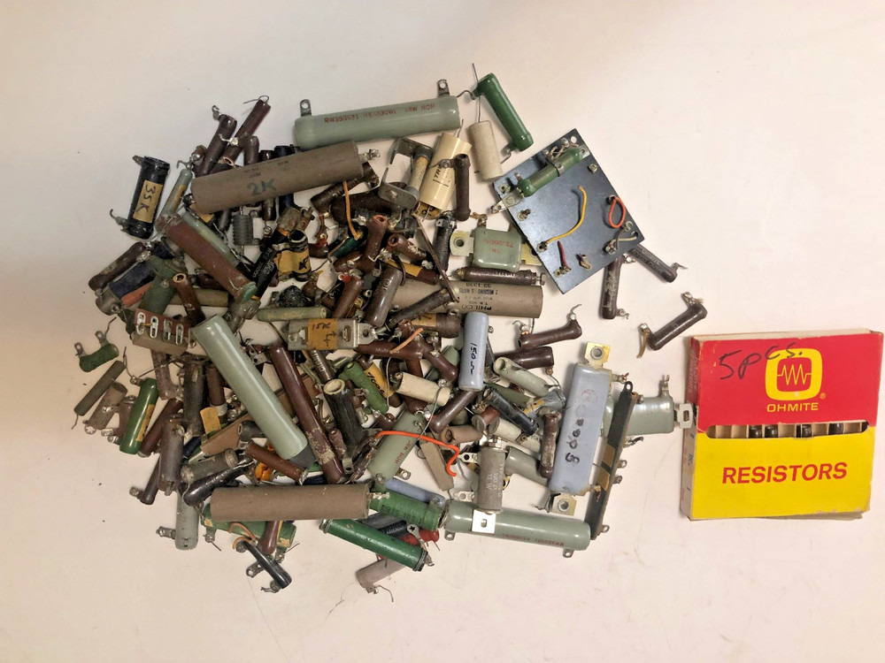 5 lb lot Power Resistors various values and wattages – mix of used and unused