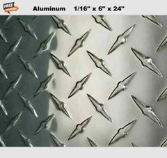 1/16″ Thick Aluminum Diamond Plate 6″ Wide x 24″ Long Polished Alloy Type 3003