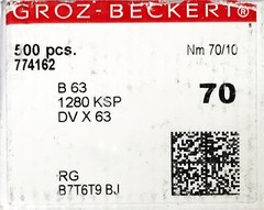 GROZ BECKERT 774162 B63 1280 KSP DV X 63 RG B7T6T9 BJ NM 70/10 GB 100 Needles