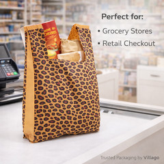 Leopard Print T Shirt Bags 11.5 x 6 x 21 Plastic Retail Checkout Bags HDPE