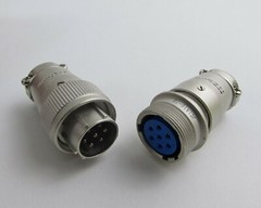 ITT Cannon Mated JC6A16-7P & JC1A16-7S Connectors w/ 7 Solder Contacts