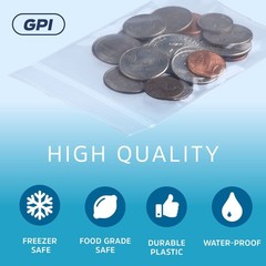 GPI – 3″ X 4″ Clear Plastic Zip Bags, 1000 Count, Heavy-Duty 4 Mil Thick Dura…