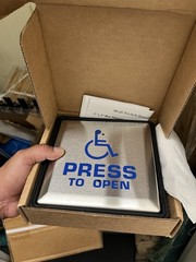 Press to Open ADA Push Plate Wall Switch, Brushed Stainless Steel , WS/RFT