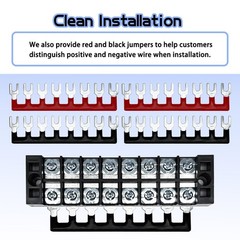 4 Sets 8 Positions 600V 25A Terminal Blocks Ground Circuit Dual Row Bus Bar Wire