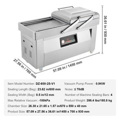 VEVOR Chamber Vacuum Sealer Commercial Vacuum Sealing Bag Packing Machine 1200W
