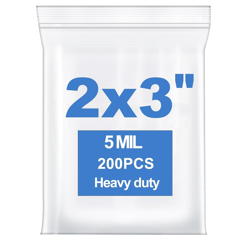 200 PCS 2″ X 3″ Thick 5 Mil Small Clear Zip Poly Bags Plastic Reclosable Zip Sea