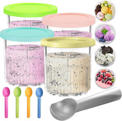 4 Pack Creami Pints and Lids for Ninja, for NC501 NC500 Creamy Icecream Containe