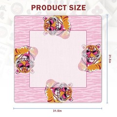 Preppy Pink Tiger Mahjong Mat for Table 31.5 x 31.5 in, Trendy Hot Pink Anima…