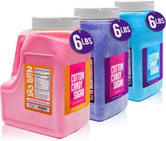 Cotton Candy Floss Sugar 6Lbs 96Oz Jars- 3 Pack Strawberry
