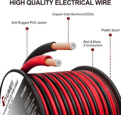 40FT Red & Black LED Extension Wire – Ideal for Home & Commercial Use