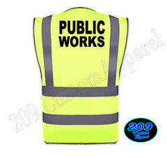 PUBLIC WORKS HI-VIS SAFETY VEST W/ POCKETS 2″ REFLECTIVE STRIPS FRONT & BACK