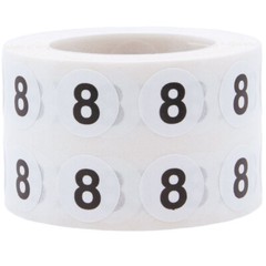 White with Black Number Stickers | 0.5″ Inch Round | 1000 Pack | Pick from 0-20