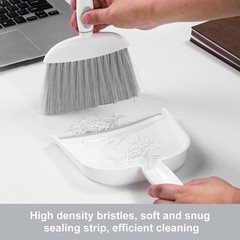 NACENA Small Dust Pan and Brush Set, Mini Broom 1-Pack, Grey White
