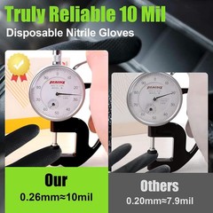 TREEGO Black Nitrile Gloves 10 Mil Heavy Duty Rubber Gloves – Raised Diamond Tex