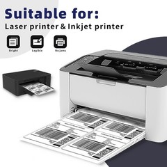 4×3-1/3 Shipping Labels 6 Per Sheet 6UP Printable Sticker Paper for Laser Inkjet