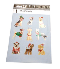 25 Christmas Poly Mailers Plastic Envelopes Shipping/Gift Bags Dogs SmileMail