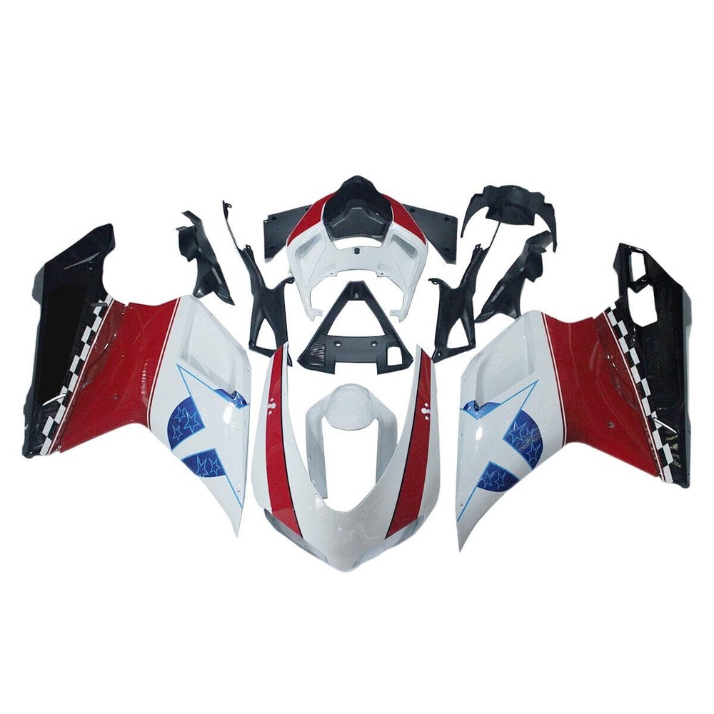 White Red Blue ABS Fairings Kit For 1098 848 1198 2007-2012 Motorcycle Bodywork
