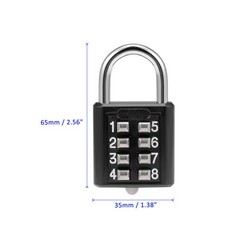 8 Digit Combination Padlock Zinc Alloy Padlock Push Button Lock 5mm Black