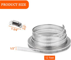 DIY Hose Clamp Kit 12ft Stainless Steel Strap with Fasteners Adjustable Pipe Ban