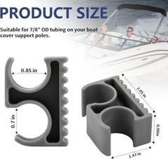 Bimini Top Pole Clips for 7/8-Inch Support Poles, 2 Pack (Grey)