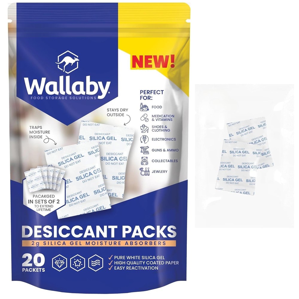 2 gram (20, 50, 50 & 250 Packets) Food Safe Pure White Silica Gel Desiccant