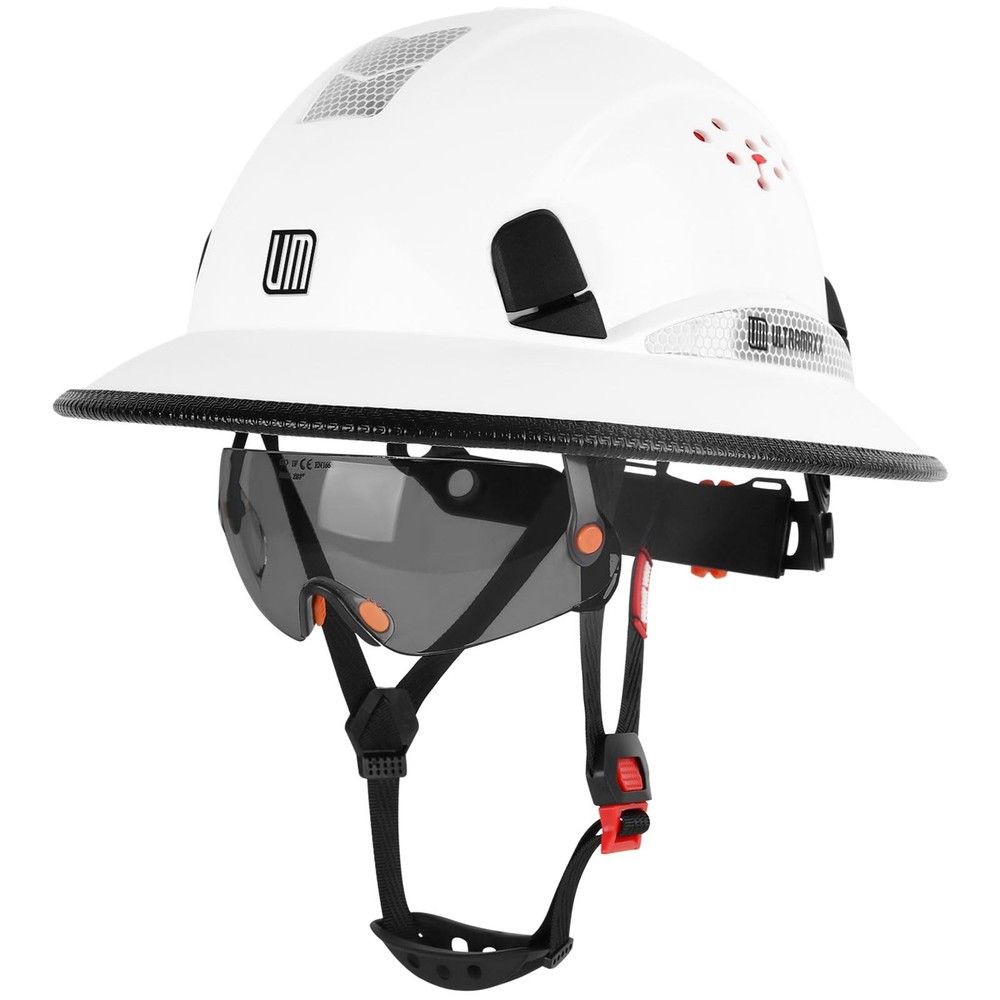 Full Brim Hard Hat with Built-in Visor, 6-Point Suspension, Fits 20.87-24.80″