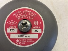ALARM BELL ROUND 4-1/4. DIA 120 VOLTS AC MADE BY JENKINS